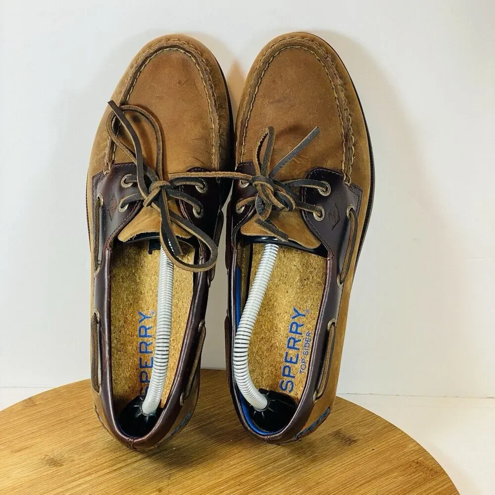 Sperry Top-sider Authentic Originals Mens Boat Shoes 9 Two Tone Brown Color